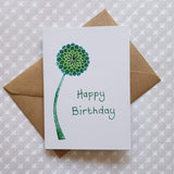 Birthday Card - Green Chrysanthemum Flower