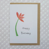 Birthday Card - Red Flower