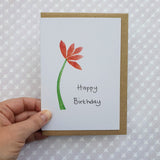 Birthday Card - Red Flower