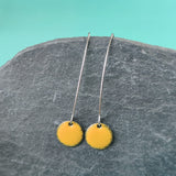 Long Drop Earrings - Circle - Yellow