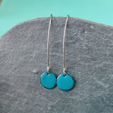 Long Drop Earrings - Circle - Teal