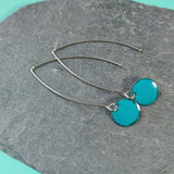 Long Drop Earrings - Circle - Teal