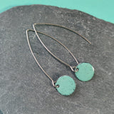 Long Drop Earrings - Circle - Light Sage