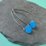 Long Drop Earrings - Circle - Blue