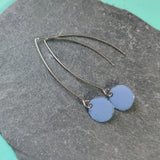 Long Drop Earrings - Circle - Powder Blue