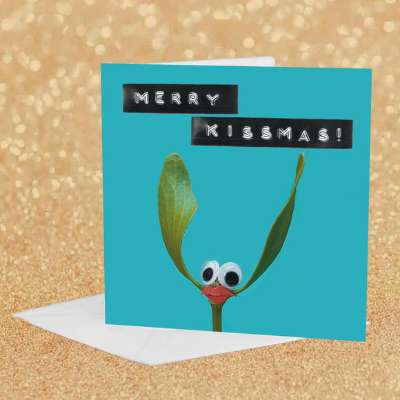 Christmas Googly Eye Card - Merry Kissmass