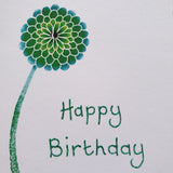 Birthday Card - Green Chrysanthemum Flower