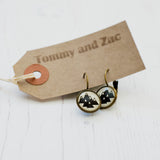Cabochon Dangly & Stud Earrings / Natural Graphic Mountains / Black And White