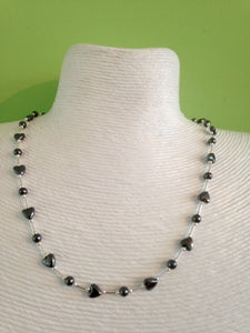 Silver and hematite heart necklace.