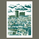 Sheffield City View No.6 linocut poster-print