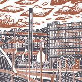 Sheffield City View No.8 linocut poster print