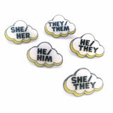 Cloud Shaped Pronoun Enamel Pin