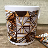 Mustard Black and White geo pattern fine China Mug