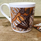 Mustard Black and White geo pattern fine China Mug