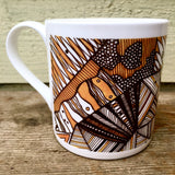 Mustard Black and White geo pattern fine China Mug