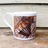 Mustard Black and White geo pattern fine China Mug