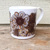 Mustard Black and White floral pattern fine China Mug