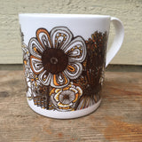 Mustard Black and White floral pattern fine China Mug