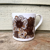 Mustard Black and White floral pattern fine China Mug