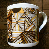 Mustard Black and White geo pattern fine China Mug
