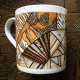 Mustard Black and White geo pattern fine China Mug