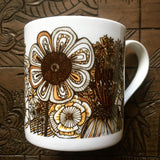 Mustard Black and White floral pattern fine China Mug