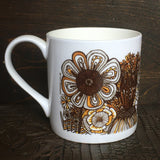 Mustard Black and White floral pattern fine China Mug