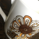 Mustard Black and White floral pattern fine China Mug