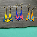 Double Triangle Enamel Dangly Earrings