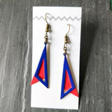 Double Triangle Enamel Dangly Earrings