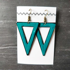 Triangle Cutout Enamel Dangly Earring