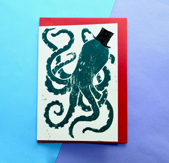 Octopus Lino Print Card
