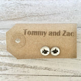 Cabochon Dangly & Stud Earrings / Natural Graphic Mountains / Black And White