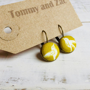 Japanese Fabric Earrings / Bird Yellow