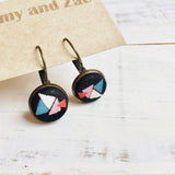 Cotton Earrings / Black Triangles