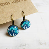Cotton Fabric Earring / Turquois Tree