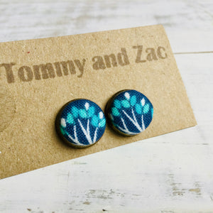 Cotton Fabric Earring / Turquois Tree