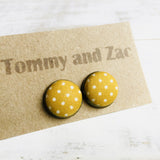 Japanese Fabric Earrings / Polka Dot Mustard