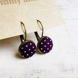 Japanese Fabric Earrings / Polka Dot Purple