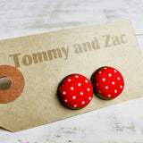 Japanese Fabric Earrings / Polka Dot Red