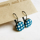 Japanese Fabric Earrings / Blue Check