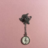 Cabochon / Stainless Steal Pendant / Necklace / French Man With Umbrella / Cloud & Rain / Treble Clef