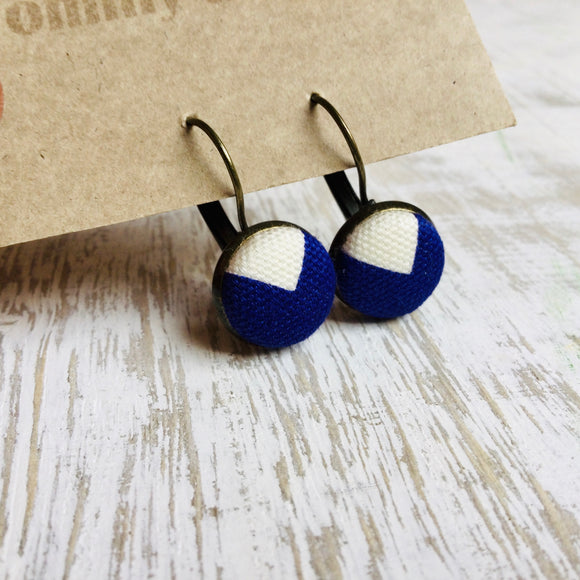 Japanese Fabric Earrings / Royal Blue V Print