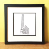 Chimney House Sheffield Square Print 21cm