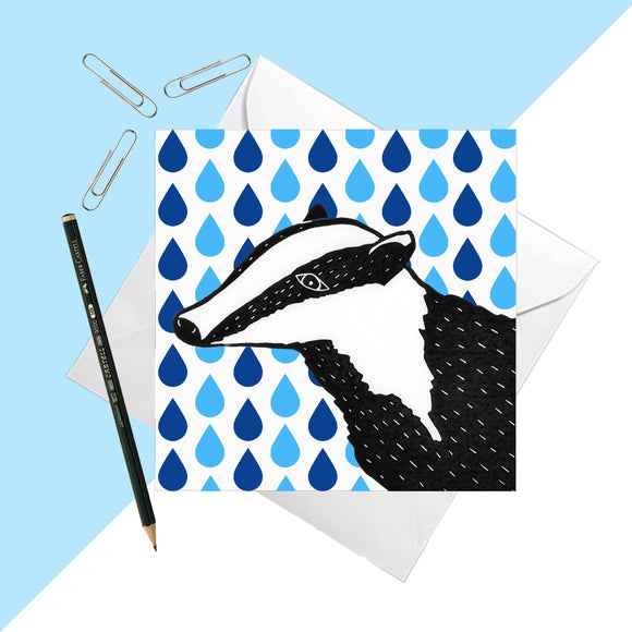 Rainy Days Badger Greetings Card