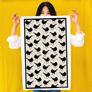 Blackbird Print Tea Towel