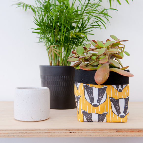 Badger Print Textile Plant Pot