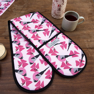 Bullfinch Print Double Oven Gloves