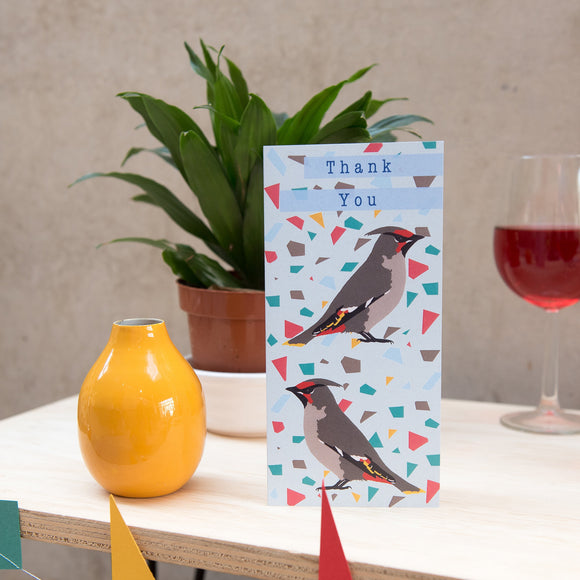 Waxwing 'Thank you' Greetings Card