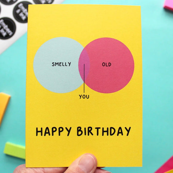 Smelly and Old Venn Diagram Birthday Card